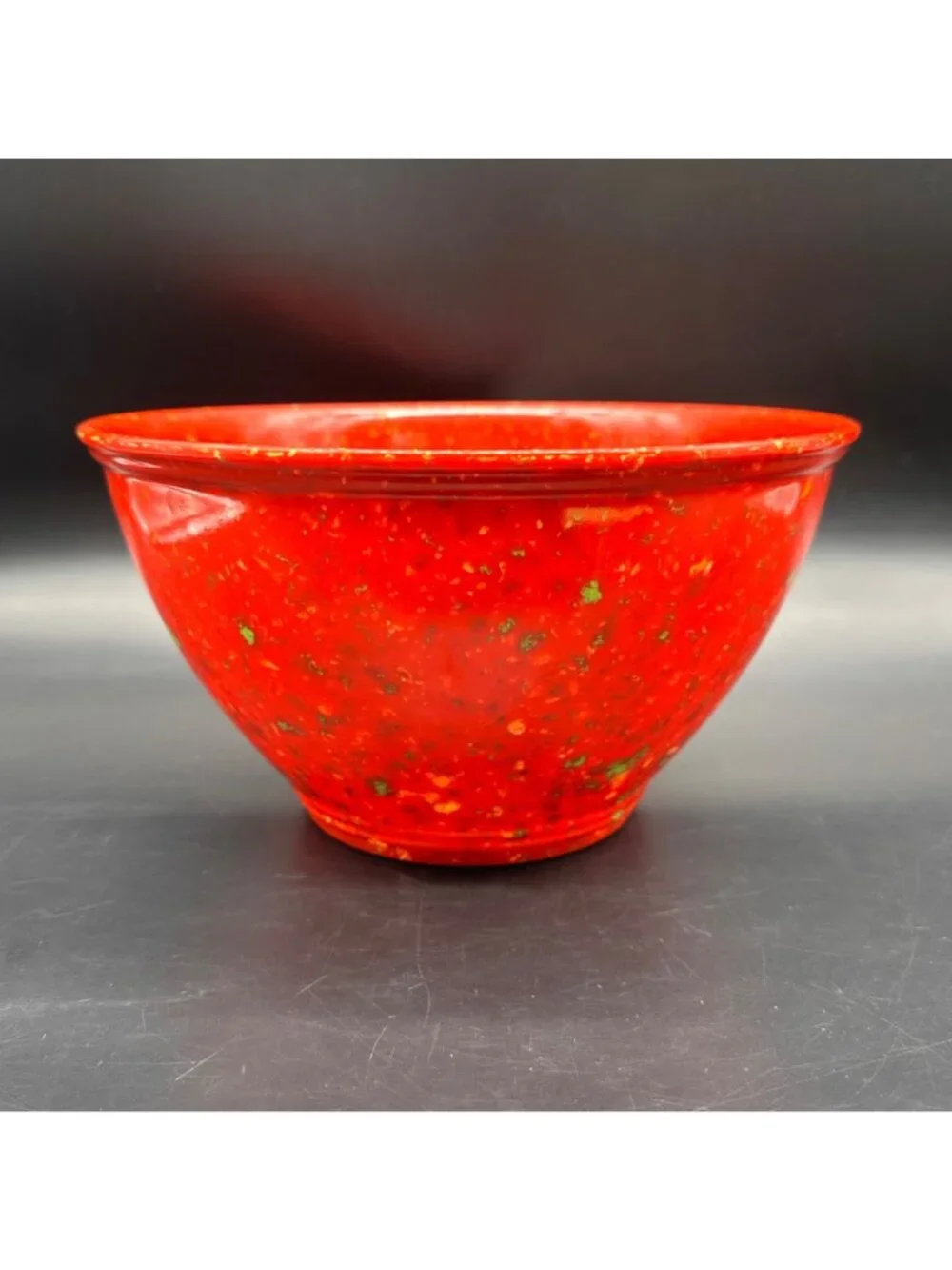 Rachael Ray Red Confetti Speckled Melamine Mixing Bowl Garbage Rubber Bottom 10”